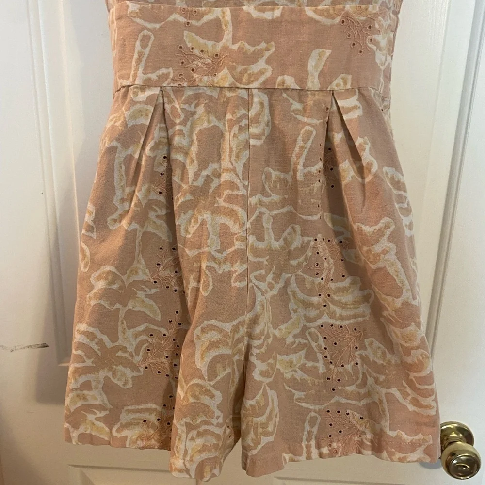 “ZARA” Linen Blend Palm Trees Button Down Romper